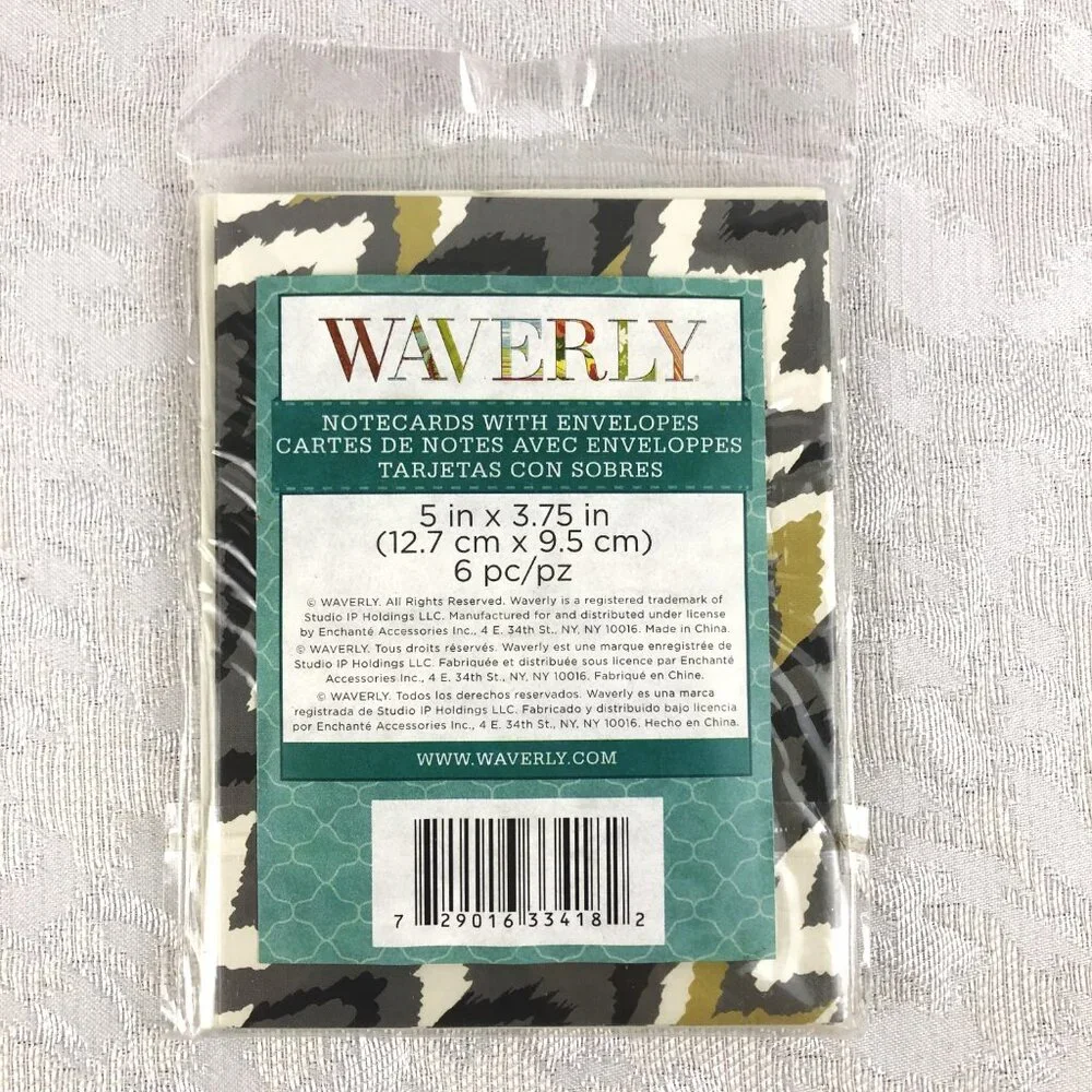 Waverly Notecards & Journals Camo Gray-Gold-Black (Set of 12 Cards & 3 Journals)